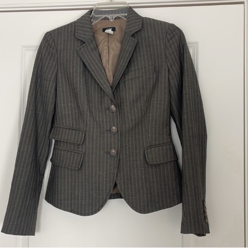 J. Crew Pinstriped Wool Blazer Vintage Academia Club Corporate Y2K